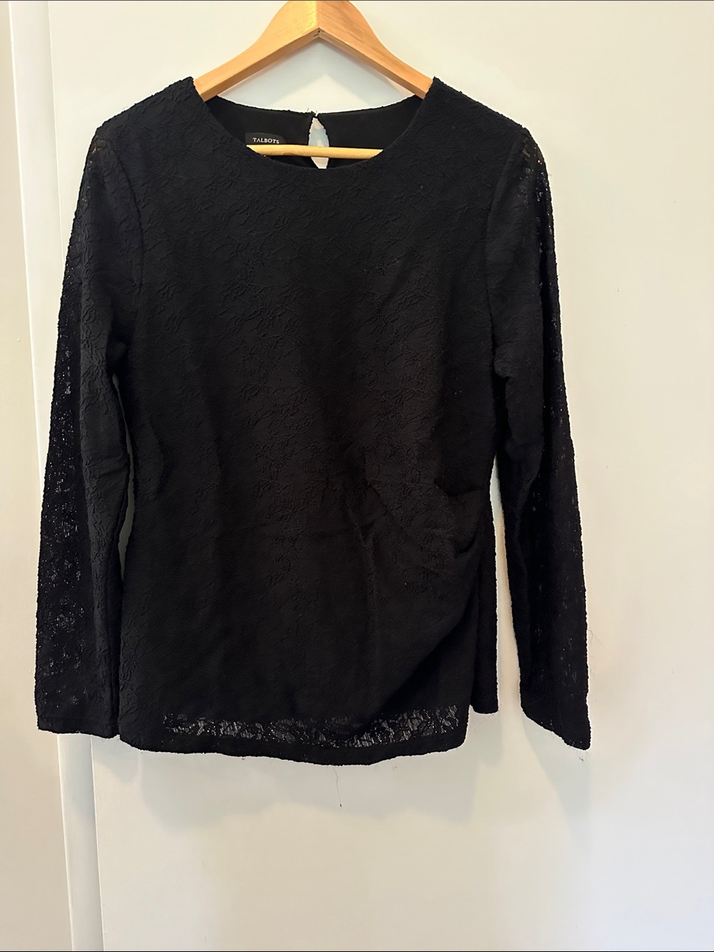 Talbots Black Lace Overlay Long-Sleeve Tee